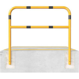 Stalen buis hoepel geel/zwart met dwarsbalk 60 mm. voor in beton 1400x1500 mm.