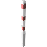 Neerklapbare afzetpaal rood/wit met hef-kantelmechanisme en driehoeksluiting beton incl. grondkoker