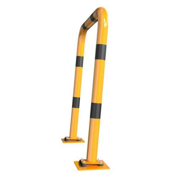 Anti stootbeugel geel/zwart met voetplaat flexibel 1150x400 mm. 