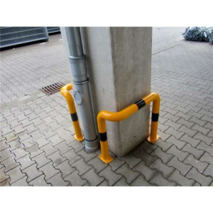 Anti stootbeugel enkel hoek geel/zwart beton 650x600 mm. 